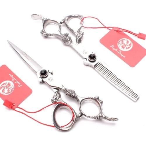 9007# 6" 17.5cm JP 440C Purple Dragon Barber Scissors Haircut Shears Cutting Shears Thinning Scissors Professional Hair Scissors