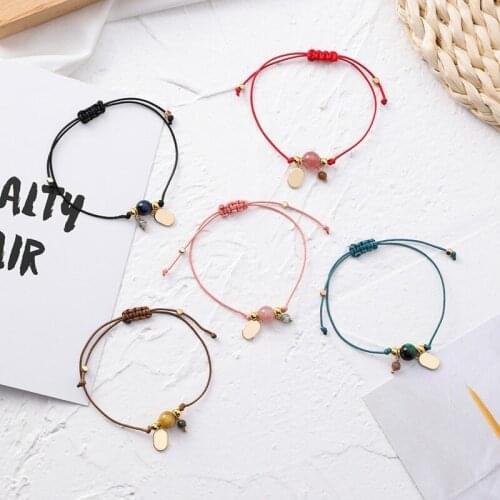 Braided Single Circle Red Rope Bracelet Handmade Art Elastic Small Fresh New Year Bracelet Simple Wild Jewelry Ladies