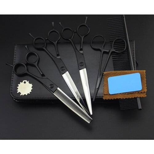 5 kit Professional Japan 7 inch color pet dog grooming hair scissors pet cutting shears thinning barber hairdressing scissors