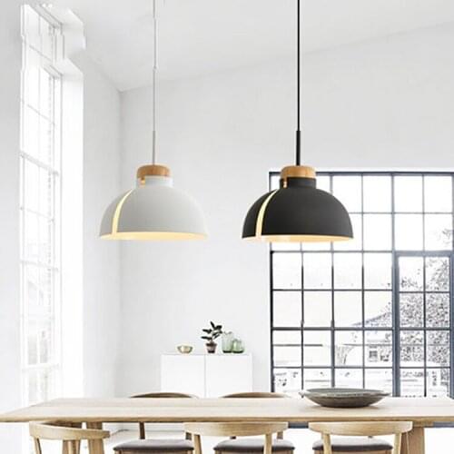 Nordic style Simple pendent lamp Wood Passing lamp Corridor porch Balcony Creative Background wall Led Japanese Black White