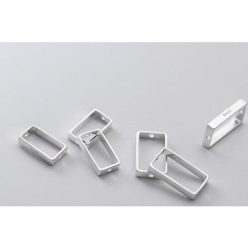 Lo Paulina S925 Jewelry Findings Rectangle Frame For DIY Beading Spacer Solid Sterling Silver Gifts Making 2pcs/lot