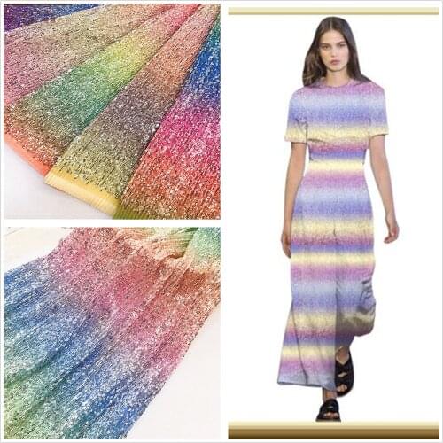 Advanced Gradient Sequins Embroidery lace fabric Colorful Nigerian French Lace African Fabric For Evening Gown Party dress