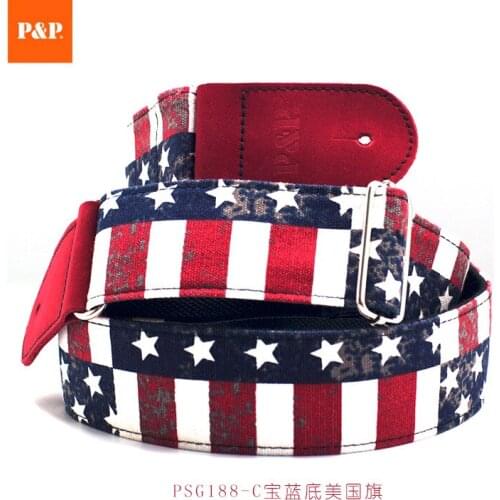 High-end Guitar Strap Electric Guitar Acoustic Guitar Universal Ballad Printing Denim Imported Top Layer Leather Head