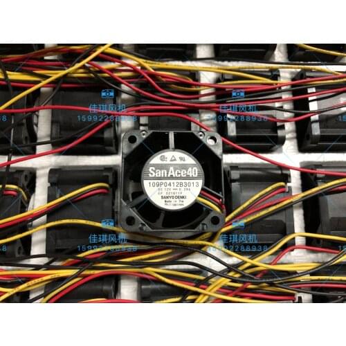Sanyo Denki 109P0412B3013 DC 12V 0.28A 40x40x28mm 3-wire Server Cooling Fan