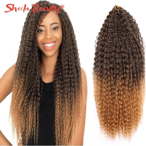 Afro Kinky Curly Crochet Braids Hair Yaki Kinky Soft Ombre Synthetic Crochet Braiding Hair Extensions Marly Hair for Women Black