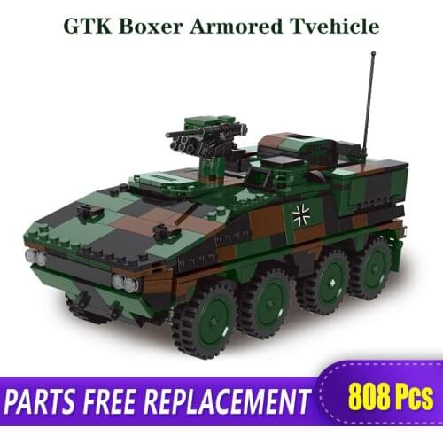 The Military Technic New XB06043 Army Theme GTK Boxer Armored Tvehicle Building Blocks WW2 Model Bricks Boys Birthday Toys