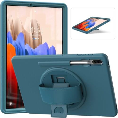 Tab S7 SM-T870 SM-T875 11" Hand Rotate Strap Kickstand Cover For samsung tab s7 Plus T970 T975 Kids Safe Shockproof Armor Cover