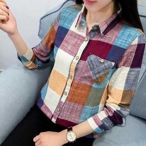 Cotton/linen Women Blouses Long Sleeve Turn Down Collar Office Shirt Leisure Blouse Shirt Casual Tops Blusas Femininas