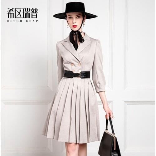 High End Fashion Professional Temperament WomenS Dress Autumn And Winter New Ol Waist Collection Dress Show Thin Dress Female