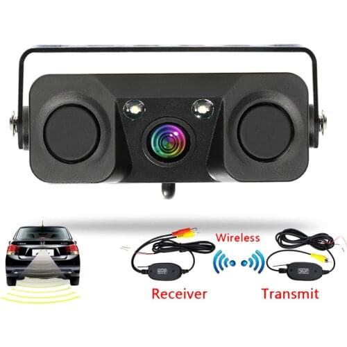 3 In 1 Car Night Vision Rear View Camera Radar Parking Sensor 170 Degree IP67 Waterproof with 2.4G Wireless Transmitter Receiver