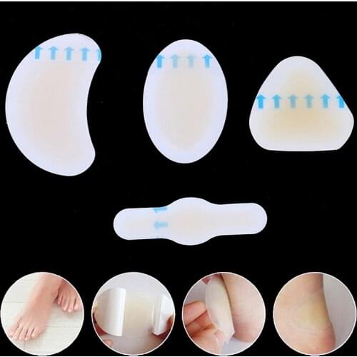 4pcs Anti-wearing Heel Sticker Pedicure Patch 3Styles Silicone Gel Soft Heel Sticker Adhesive Hydrocolloid Gel Blister Plaster