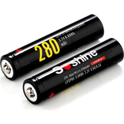 4pcs Soshine 10440 280mAh 3.2V LiFePO4 Rechargeable AAA Battery + Portable Battery Box