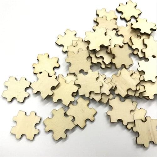 500PCS 30/40/20MM Unfinished Wood Puzzle Laser Cut Out Natural Wood Pieces DIY Wood Crafts Square Wood Puzzle Party Decoration