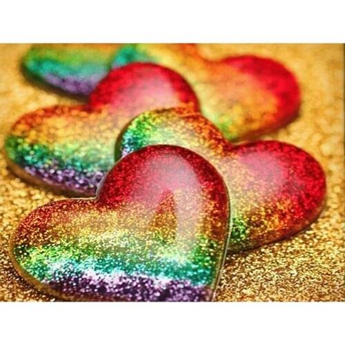 Diamond Embroidery Colorful Heart 5D Diamond Painting Cross Stitch Cartoon Picture Of Rhinestones Home Decor