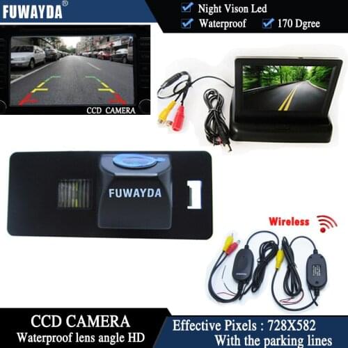 FUWAYDA Wireless CCD Chip Car rear view camera for AUDI A1/A4 (B8)/A5 S5 Q5 TT/VW PASSAT R365D+4.3 Inch foldable LCD TFT Monitor