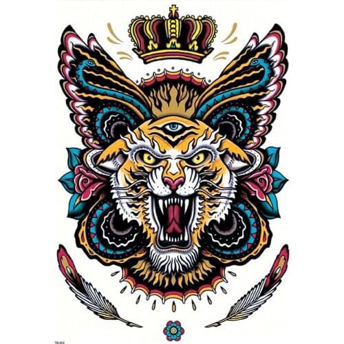 Full Back Large Tiger King Waterproof Temporary Tattoo Stickers For Men Or Women Sexy Body Art Big Fake Tattoo Designs Tatoos