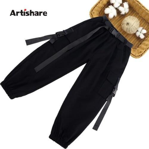 Girls Cargo Pants Solid Color Childrens Trousers For Girls Casual Style Childrens Pants Autumn Clothes For Girls