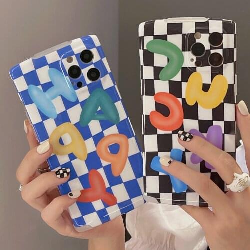 Tobebest English Lattice Phone Cases for iphone 12 Pro Max 11 Pro X XS Max XR 7 8 Plus Soft IMD Shell Cover