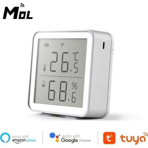 MOL Tuya WIFI Temperature And Humidity Sensor Indoor Hygrometer Thermometer With LCD Display Support Alexa Google Assistant
