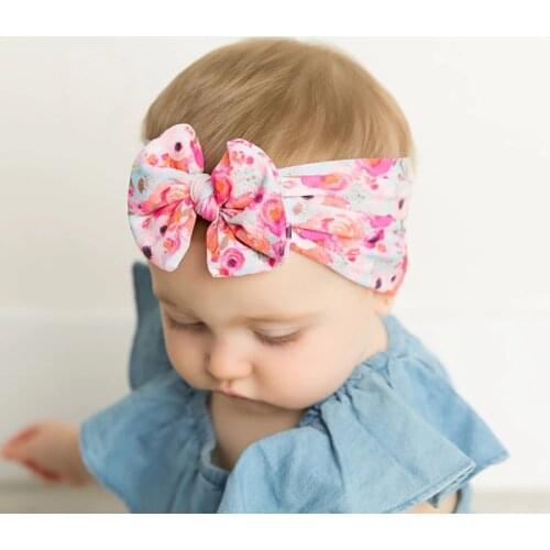 Print Bow Baby Headbands Knotted Nylon Elastic Hair Band Baby Turban Handmade Infantile Haarband Baby Girl Boy Hair Accessories