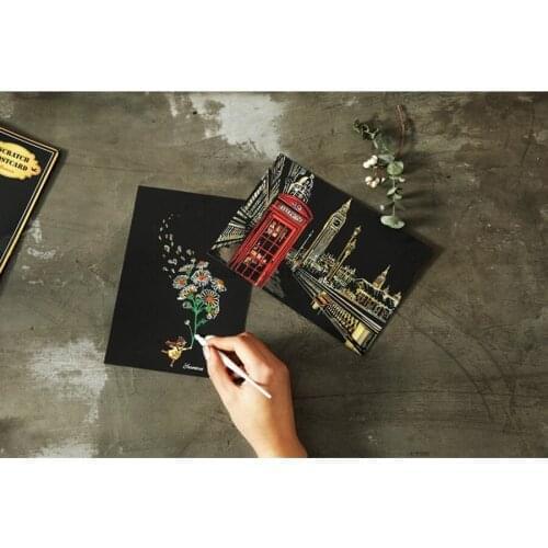 DHL 100set 4Pcs/set Magic Colorful Drawing Board Paper Painting Scraping Kid learning Education Painting Doodle Scratch Toys