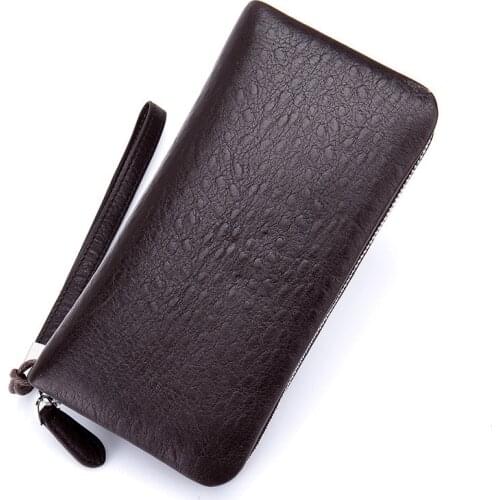 Zipper Women Men Long Wallet Vintage Ostrich Leather Male Clutch Purse Man Phone Card Coin 100% Genuine Leather Men Wallet