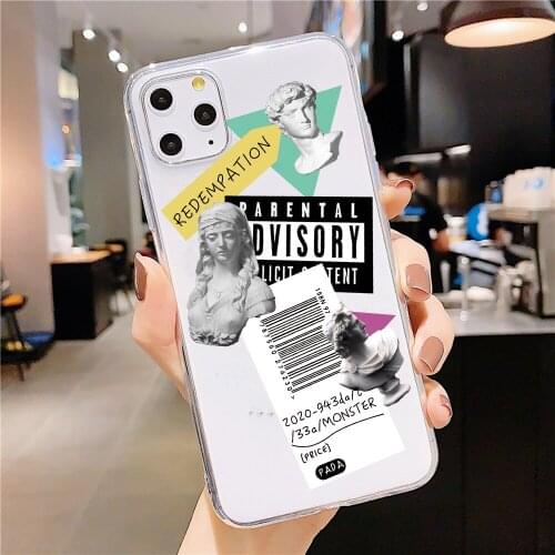 For HUAWEI P40 Mate10 Lite Case Silicone Stickers Art Label Bar Retro Funny TPU Back Cover For Y7P Y6 Y6P Pro Y9 Prime P Smart