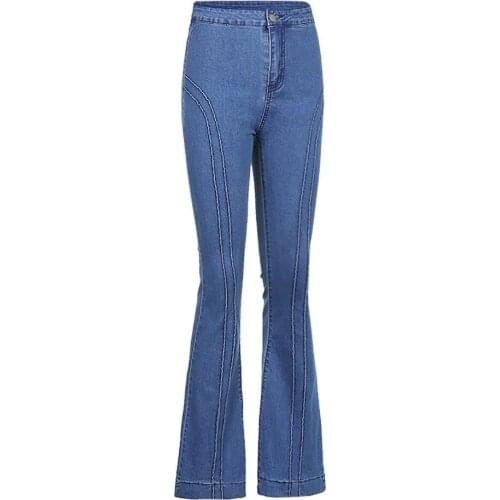 Retro Low Rise Bell Bottom Jeans Indie Aesthetic Girl Pants Sexy Dark Blue Denim Flared Trousers