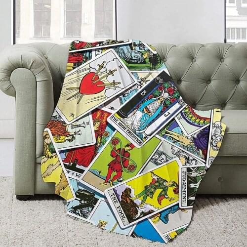 Tarot Cards Judgement The Fool Flannel Blanket Occupies The Home Bedroom Fashionable Sitting Room Sofa Warm 50"x40" for Kids