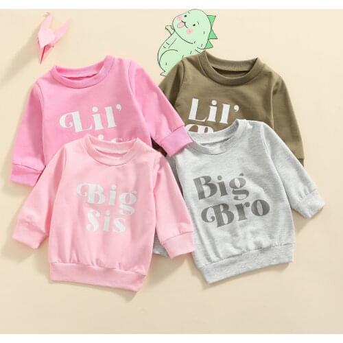 FOCUSNORM Autumn Casual Kids Girls Boys Sweatshirts Tops 0-4Y Letter Printing Long Sleeve Pullover Outwear 4 Colors