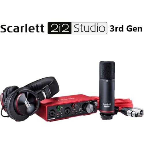 Focusrite Scarlett 2i2 Studio Pack 3rd Gen HP60 Headphones CM25 Microphone MkIII USB Professional Audio Interface Sound card
