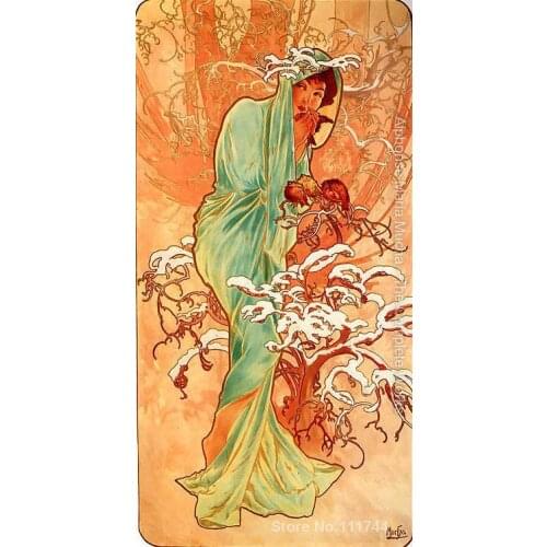 Paintings of women Winter Alphonse Mucha art High quality Hand painted
