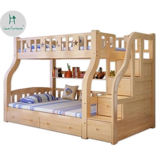 Louis fashion children beds Solid wood high low mother double two two simple modern
