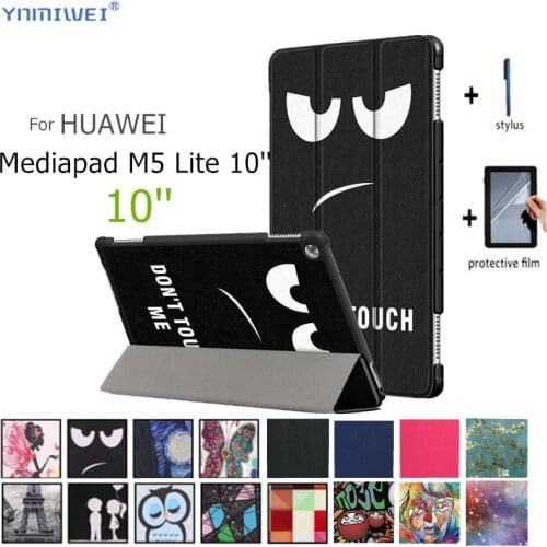 PU Leather Case For Huawei MediaPad M5 lite 10 Tablet Case For Huawei Mediapad M5 lite 10 BAH2-W19/L09/W09 10.1" Cover +Films