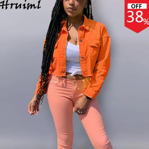 Fashion Denim Jacket Long Sleeve Turn-down Collar Short Coat Women Streetwear Crop Jacket Women Casual Plus Size Jean Jacket