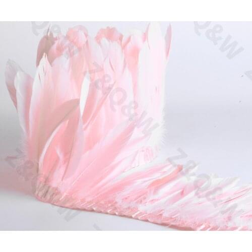 Natural goose feather dyed light pink to make 2 meters cloth edge diy feather skirt side shawl stage wings decoration costume