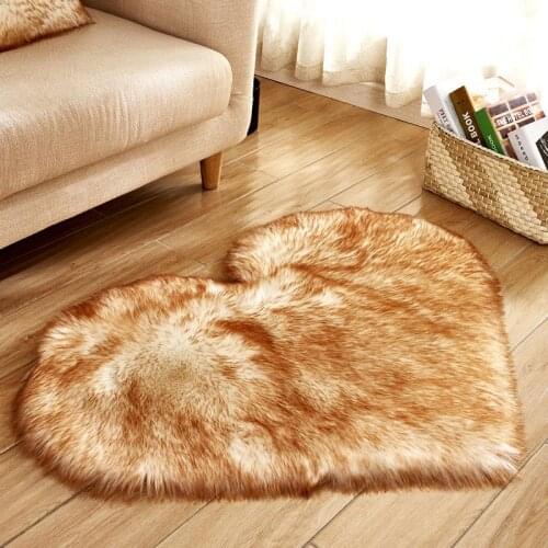 5Love Heart Solid Carpet Faux Fur Imitation Wool Rug Floor Area Rugs Artificial Sheepskin Shaggy Carpets For Living Room Bedroom