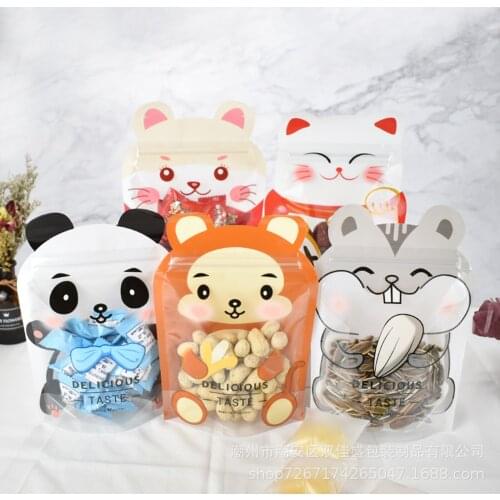 10pcs/lot PET Seal Zip Lock Bags Gummy Candy Biscuit Melon seeds Food preservation bag Sealed Storage Portable Baggies