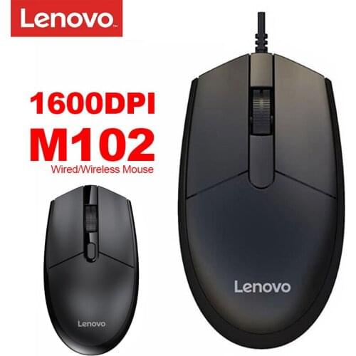 Lenovo M102 Wired/Wireless Mouse with 10M Transmission Distance 1600DPI Optical Engine 2.4G Wireless Technology for windows 10 7