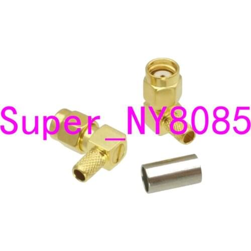 RF connector RP-SMA male jack right angle crimp RG58 RG142 LMR195 RG400 Cable