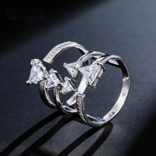 YaYI Jewelry Fashion Princess Cut White 100% Cubic Zirconia Silver Color Engagement Wedding Party Adjustable Rings Precious Gift