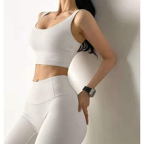 NCLAGEN 2 Piece Gym Yoga Set Women Workout Clothes Bra & Pants High Elastic Tracksuit Fitness Suit Athletic Active Sportwear