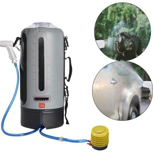 Camping Shower Bag 12L Solar Shower Bag with Removable Hose & On-Off Switchable Shower Head for Beach Swimming Outdoor Traveling