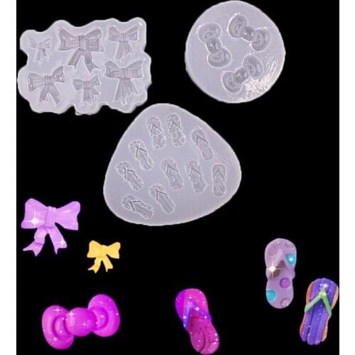 Bowknot Slippers Earrings Epoxy Resin Mold Ear Studs Silicone Mould DIY Crafts Jewelry Necklace Pendant Casting Tools