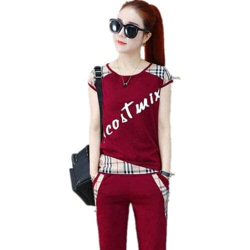 Top selling product in 2020 Lady clothes set Summer printing Sporting suit slim 2 piece set NEW Leisure clothes Tracksuit 1629