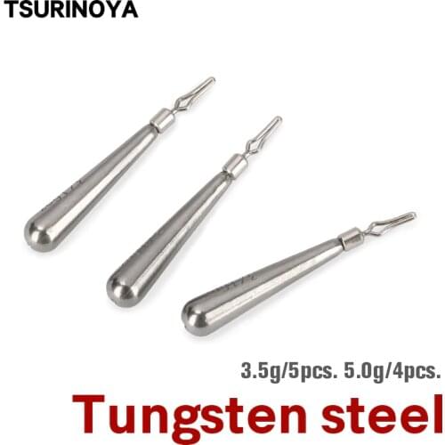 TSURINOYA Fishing Sinker 3.5g 5g 7g 10gDrop Shot Tungsten Steel Weight Jig Head Fishing Accessories Snap Swivels Pesca Lure Tool