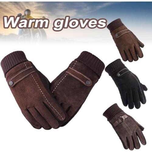 Vintage PU Gloves for Men Touch Screen Riding Driving Motor Gloves Rib Sleeve Wrist Length Keeps Cold and Warm Health99