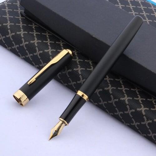 High quality baoer 388 Frosted Black fountain Pen Ripple International Golden Arrow Clip calligraphy ink pen Office Supplies