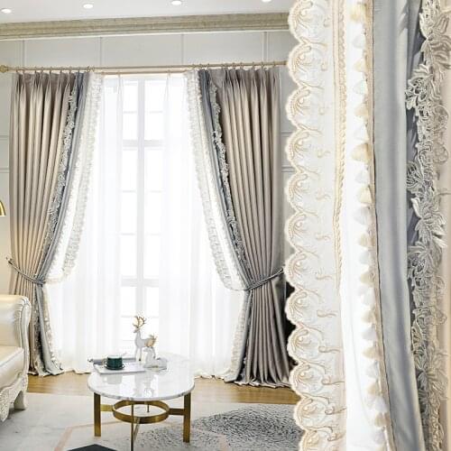 High grade light luxury satin curtain living room bedroom shade curtain fabric window screen fabric embroidery window curtain
