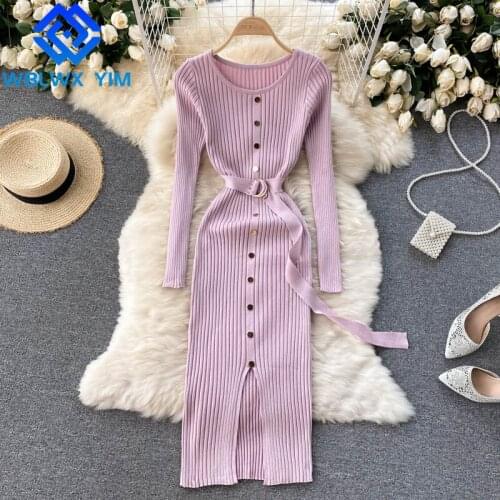 Модные вязаные платья WBLWX YIM China At AliExpress
